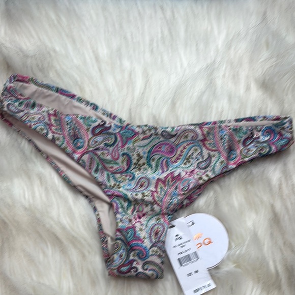 PQ Women's Beige Printed Basic Ruched teeny Bikini Bottom Swimwear
